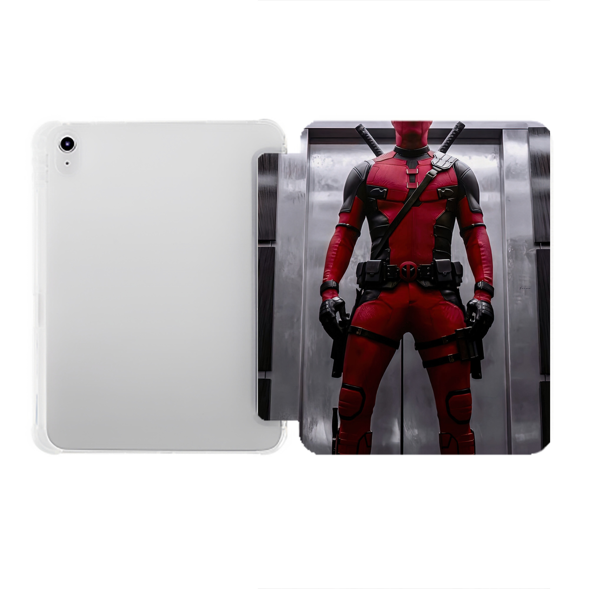 （画像用） Deadpool デッドプール IPad ケース ペン収納付き 三つ折りスタンド PUレザー×シリコン 対応機種9.5/10.5/10.9インチ